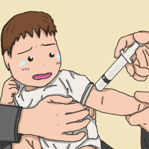 注射をされて泣く赤ちゃん